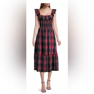 Vineyard vines‎ NWT Apres Ruffle Trimmed midi dress- Tartan plaid. Size XXL